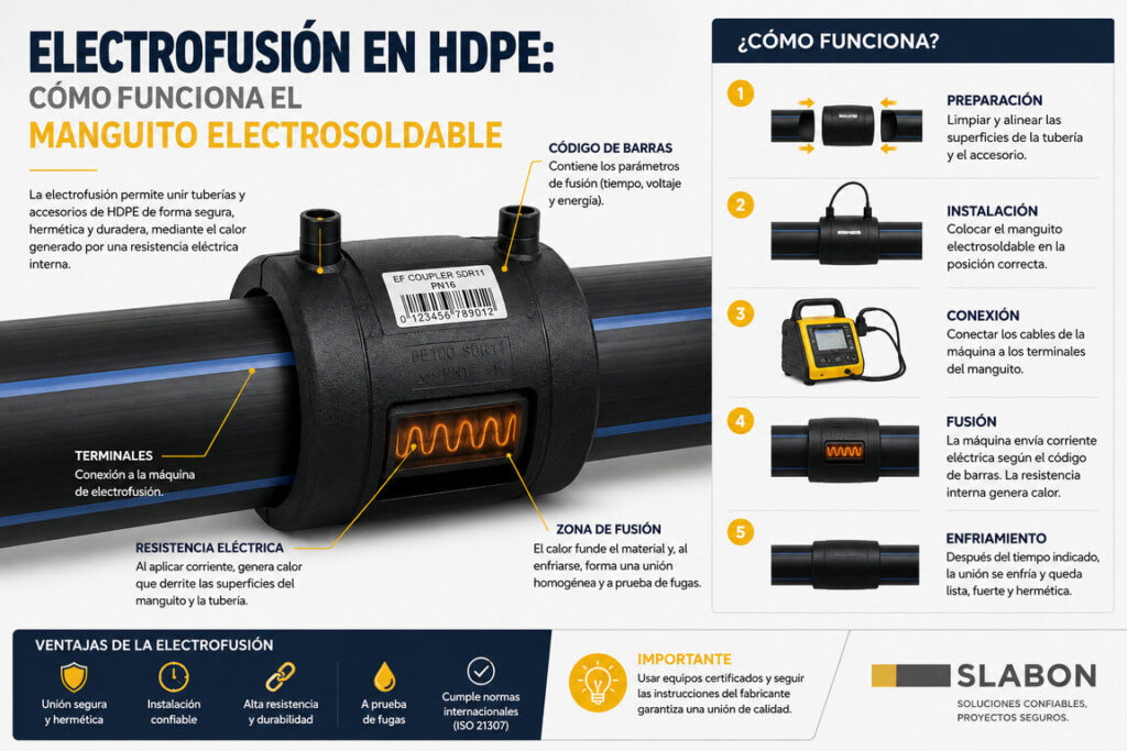 Electrofusión en HDPE - cómo funciona el manguito electrosoldable